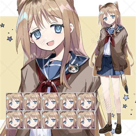 猫耳ヘアのセーラー服の少女表情差分10種 SKIMAスキマ