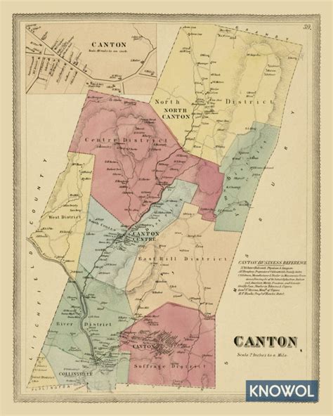 Beautifully restored map of Canton, CT from 1869 - KNOWOL