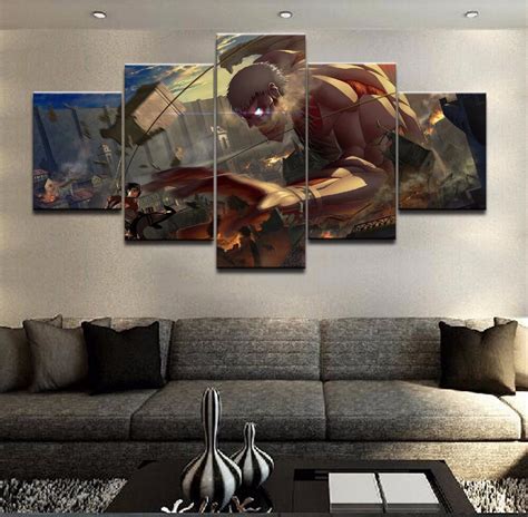 5 Piece Modular Home Decor Wall Art Attack On Titan Paintings on Canvas ...