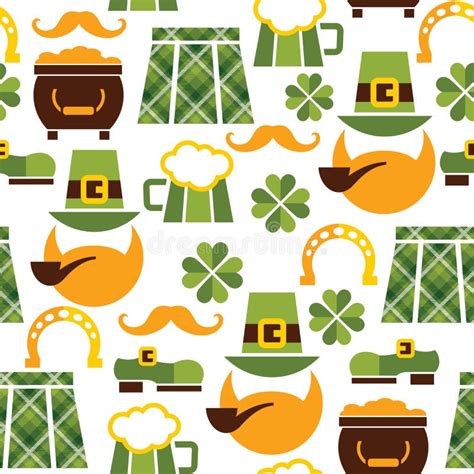 Saint Patrick S Day Seamless Pattern Stock Vector Illustration Of