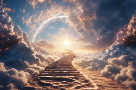 Stairway To Heaven In Glory Gates Of Paradise Meeting Ai Generative Stock Illustration