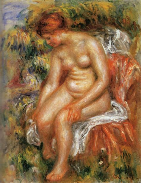 Pierre Auguste Renoir Bather Drying Her Leg