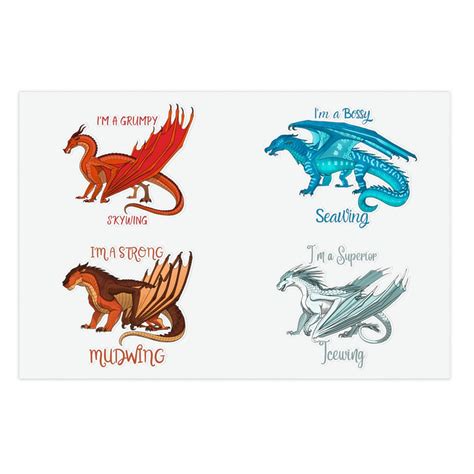 Wings Of Fire Sticker Sheet Wings Of Fire Stickers Mudwing Etsy In