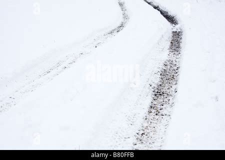 Snow covered tractor tyre tracks during 'Beast from the East ...