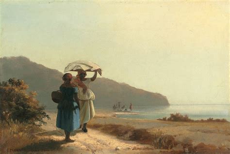 Two Women Chatting By The Sea St Thomas By Camille Pissarro