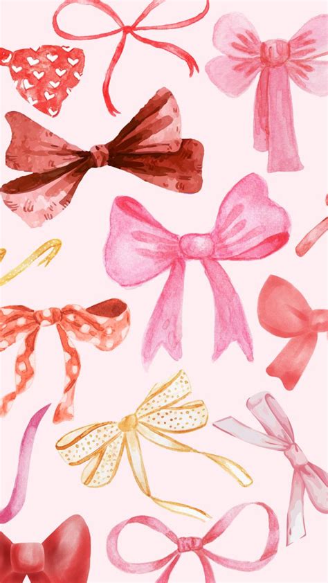 Pink And Red Bow Coquette Phone Background In 2024 Bow Wallpaper