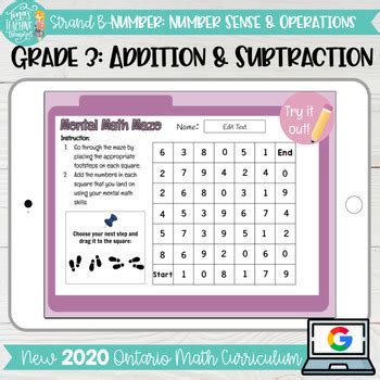 Addition Subtraction To Grade Ontario Math Digital