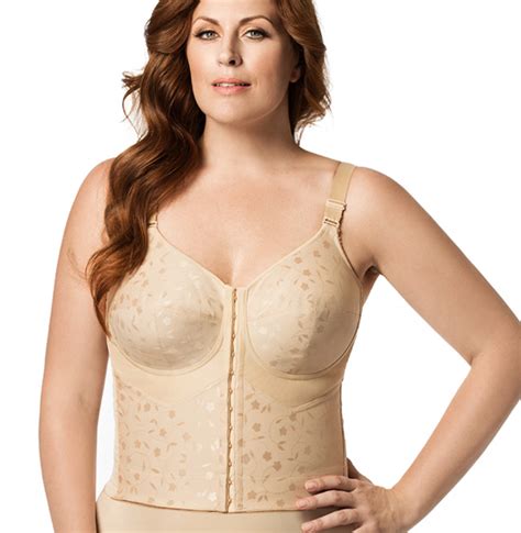 Elila Jacquard Front Hook Posture Longline Softcup Nude Bras And Honey Usa