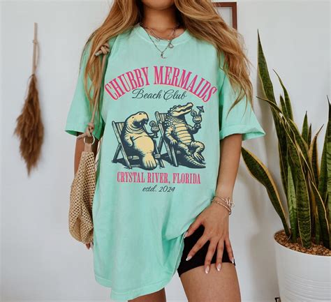 Chubby Mermaid Shirt Manatee Shirt Beachy Shirts Mermaidcore Clothing