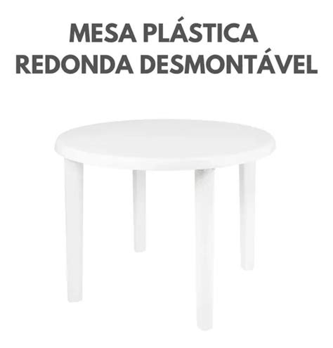 Mesa Pl Stica Redonda Desmont Vel X Cm Branca Lancheria