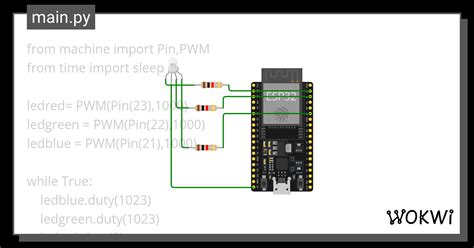 RGB ANODE COMMUNE Pwm Wokwi ESP32 STM32 Arduino Simulator