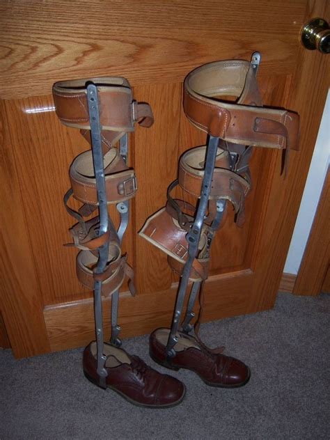 Vintage Aluminum And Leather Polio Leg Braces Wshoes For Steampunk Art