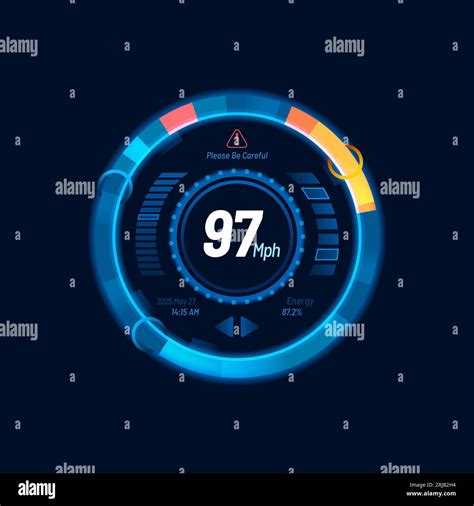 Blue Speedometer Neon Dial Car Speed Gauge Dashboard Futuristic