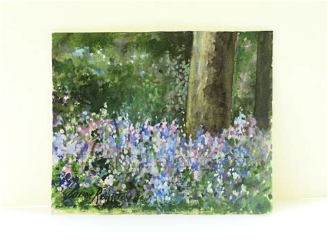 Bluebells Botanical Watercolor Nature Art Landscape