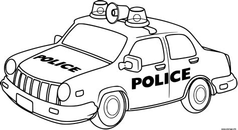 Coloriage voiture de police facile simple - JeColorie.com