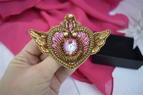 Sailor Moon Brooch Sailor Moon Jewelry Beaded Heart Pin Etsy