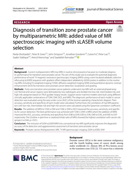 Pdf Diagnosis Of Transition Zone Prostate Cancer By Multiparametric