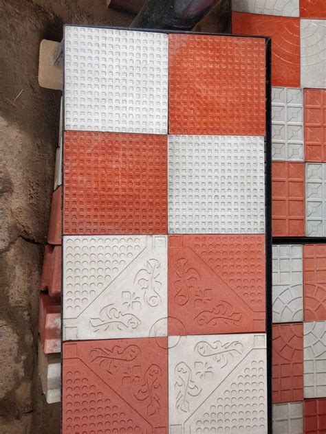 Ceramic Red Ivory Cement Concrete Parking Tiles Square Thickness