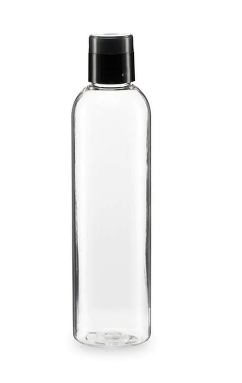 Pk 120 8 Oz Clear Pet Cosmo Plastic Bottle W Black Disc Cap Case