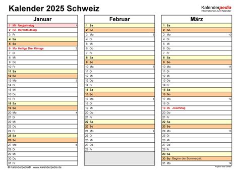 Zeitrechnung 2025 Mit Feiertagen Schweiz Schönherr Kalender 2025