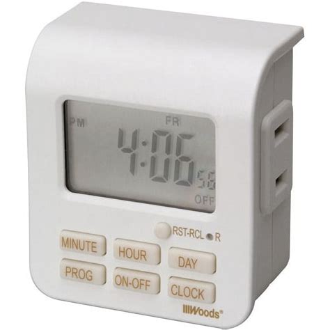 Woods 2-Conductor Indoor Digital 7-Day Lamp Timer, White, 50008 - Walmart.com