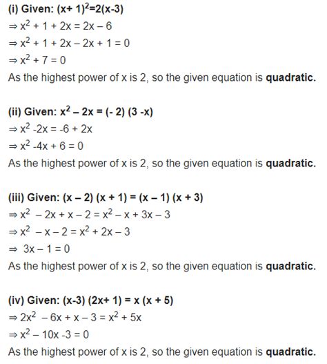 NCERT Solutions For Class 10 Maths Chapter 4 Quadratic Equations Ex 4.1 ...