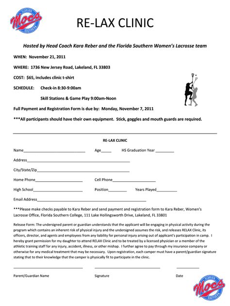 Fillable Online Lacrosse Clinic Fax Email Print PdfFiller