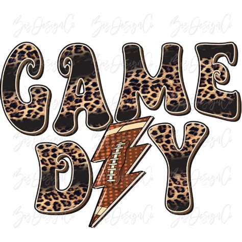 Game Day Football Png Retro Leopard Football Sublimation Etsy