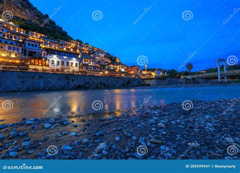 Berat by night in Albania stock image. Image of night - 289599941