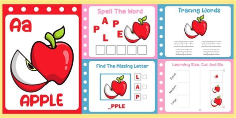 Premium Vector Worksheets Pack For Kids With Apple Vector