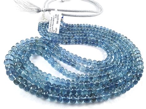 Order Santa Maria Aquamarine Smooth Roundelle Shape Beads At Wholesale