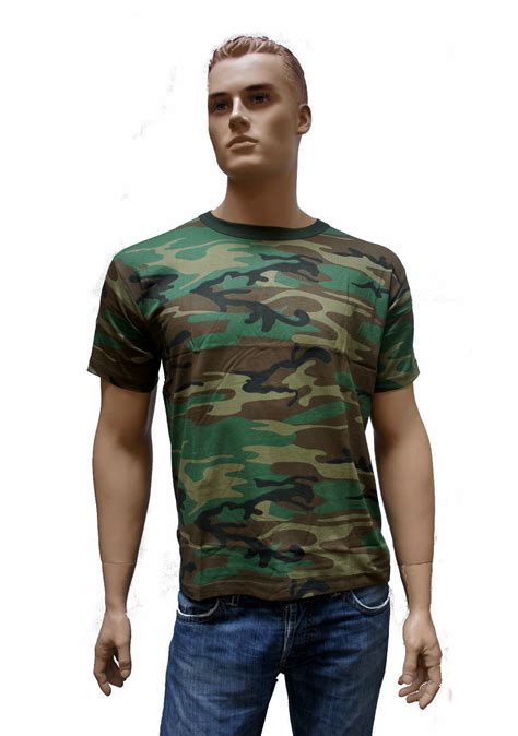 Herren T Shirt Camouflage Outdoor Tarnmuster Militär Baumwolle woodland