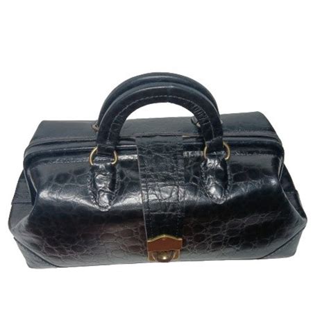 Leather Doctor Bag Vintage Black Unisex Satchel Medic Gem