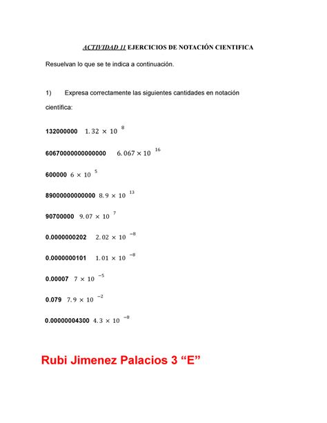 Actividad 11 Ejercicios de la Notación científica resueltos Física I