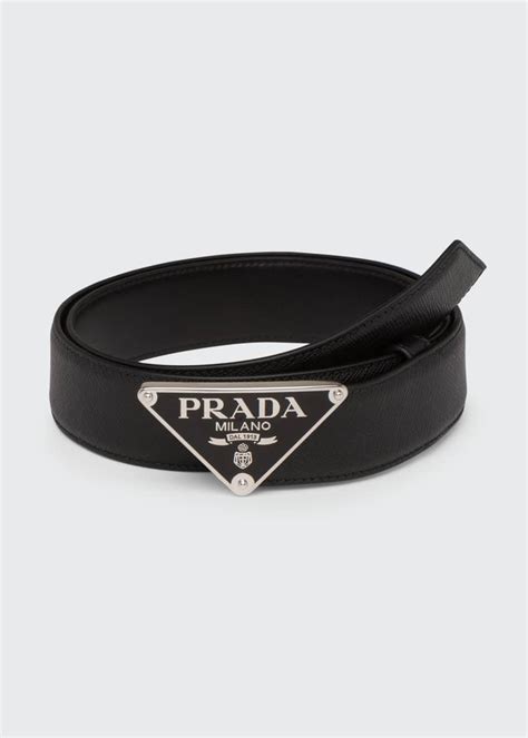 Prada Saffiano Triangle Logo Belt Bergdorf Goodman