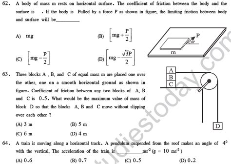 Neet Ug Physics Laws Of Motion Mcqs Multiple Choice Questions