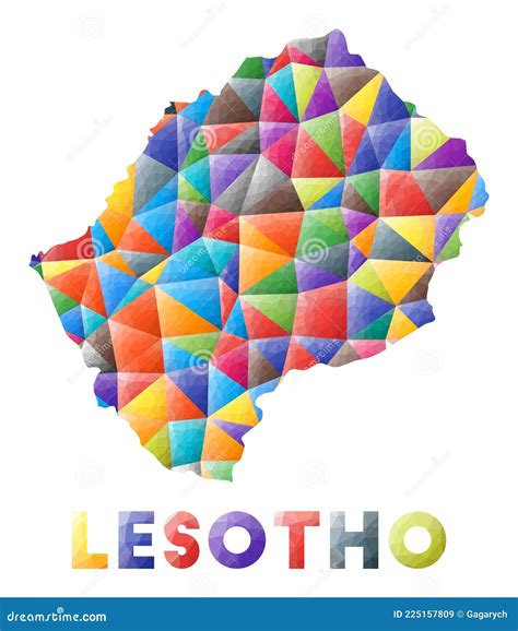 Lesotho Colorful Low Poly Country Shape Stock Vector Illustration