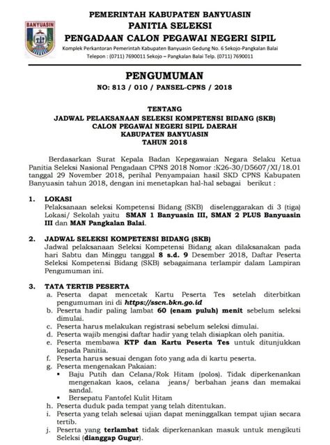 Pengumuman No 813 010 Pansel Cpns 2018 Tentang Jadwal