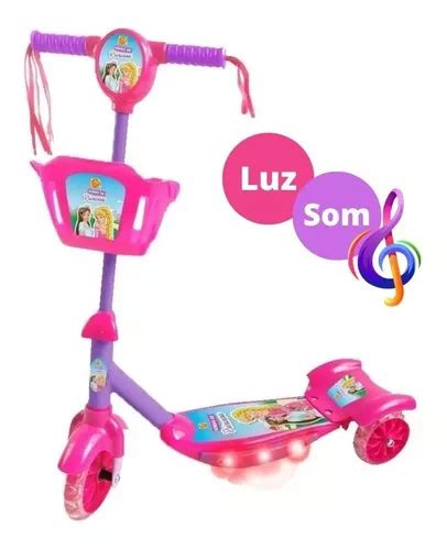 Patinete Infantil Menina Rodas Musical Luz Promo O Escorrega O