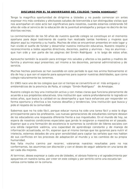 Pdf Discurso Por El Aniversario Del Colegio Compress Discurso Por