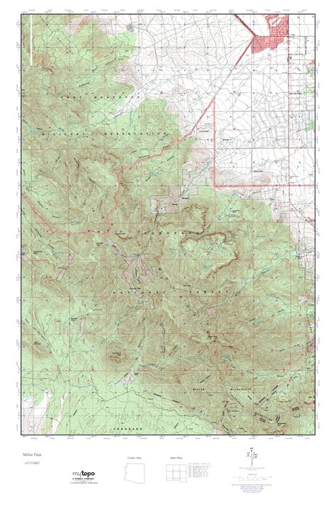 Mytopo Miller Peak Arizona Usgs Quad Topo Map