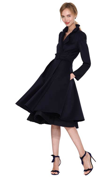 Oscar De La Renta Navy Coat In Blue Lyst