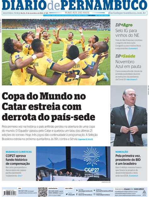 Capa Diario De Pernambuco Edi O Segunda De Novembro De