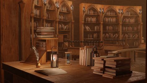 Artstation Medieval Library Model Pack Rustic Low Poly 3d Model