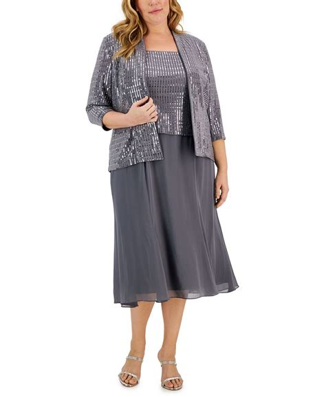 Alex Evenings Plus Size Embellished Jacket Midi Dress Macys