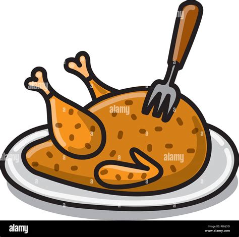 illustration of baked chicken on a plate Stock Vector Image & Art - Alamy