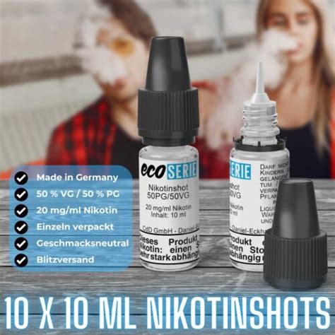 Nikotin Shots 20mg 50 50 10x10ml Nikotinshot für e Liquid Base eBay