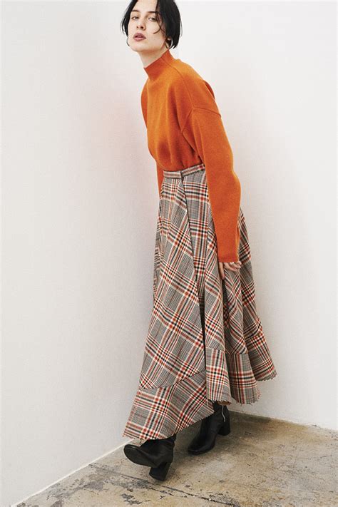 [clane]asymmetry Hem Check Skirt Maw Sapporo