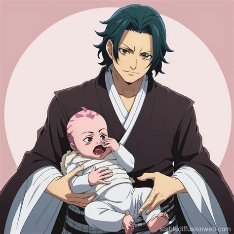 Muzan Kibutsuji And Baby Tanjiro From Demon Slayer Stable Diffusion