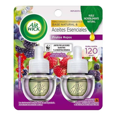 Aromatizante Ambiental Air Wick Frutos Rojos 2 Repuestos De 20 Ml C U